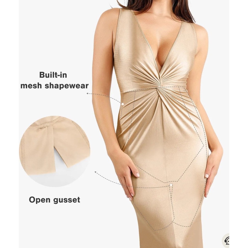 Elegant Gold Maxi Dress - Picture 2 of 10
